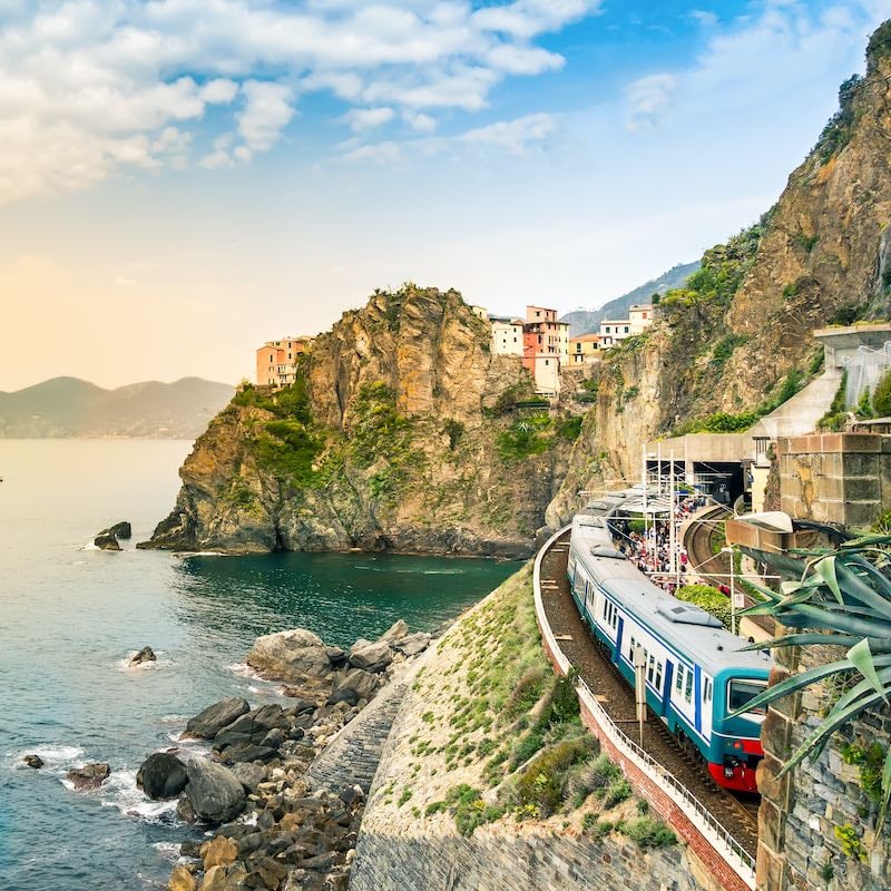 Train in the Italian coast of Cinque Terre