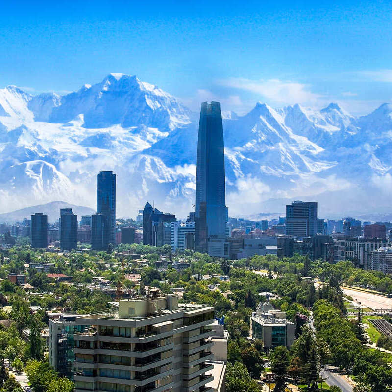 Cityscape of Santiago de Chile, the capital city of Chile, South America