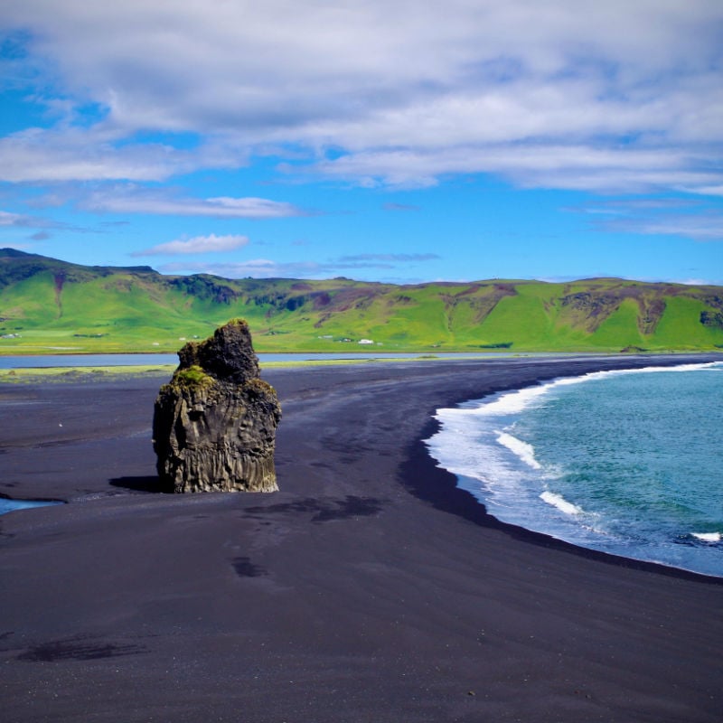 The black sands of Reynisfjara beach in Iceland