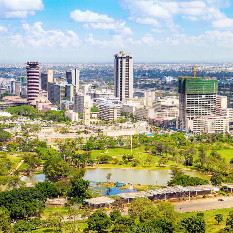Panoramic cityscape view of Nairobi, capital of Kenya, Sub-Saharan Africa