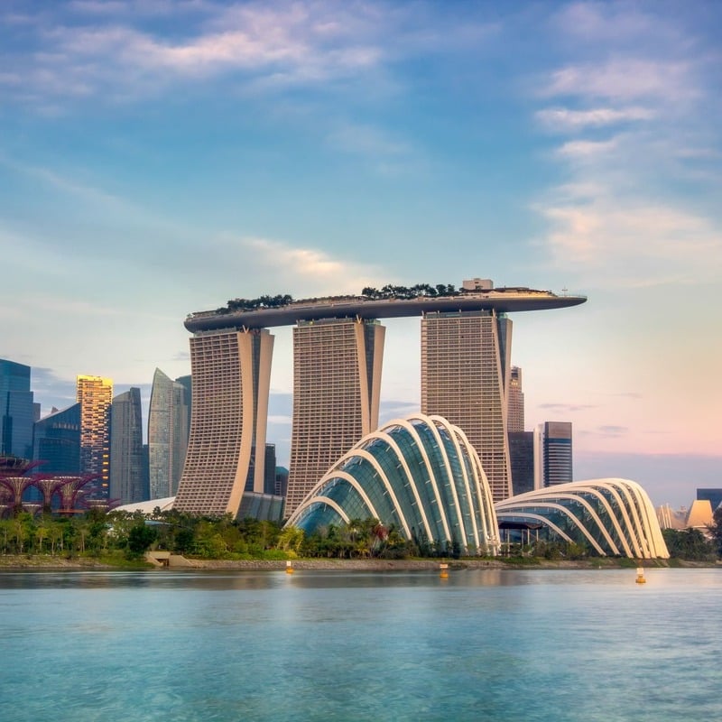 Marina Bay Sands in Singapore seen from across the water, Singapore, Southeast Asia