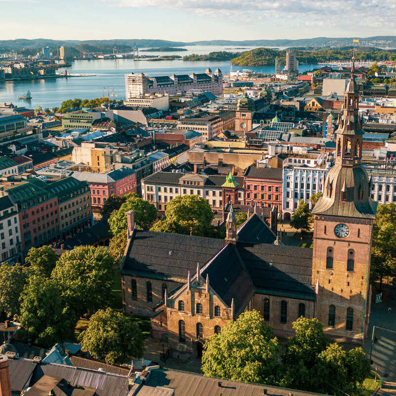 Aerial view of Oslo, the capital of Norway, Scandinavia, Northern Europe
