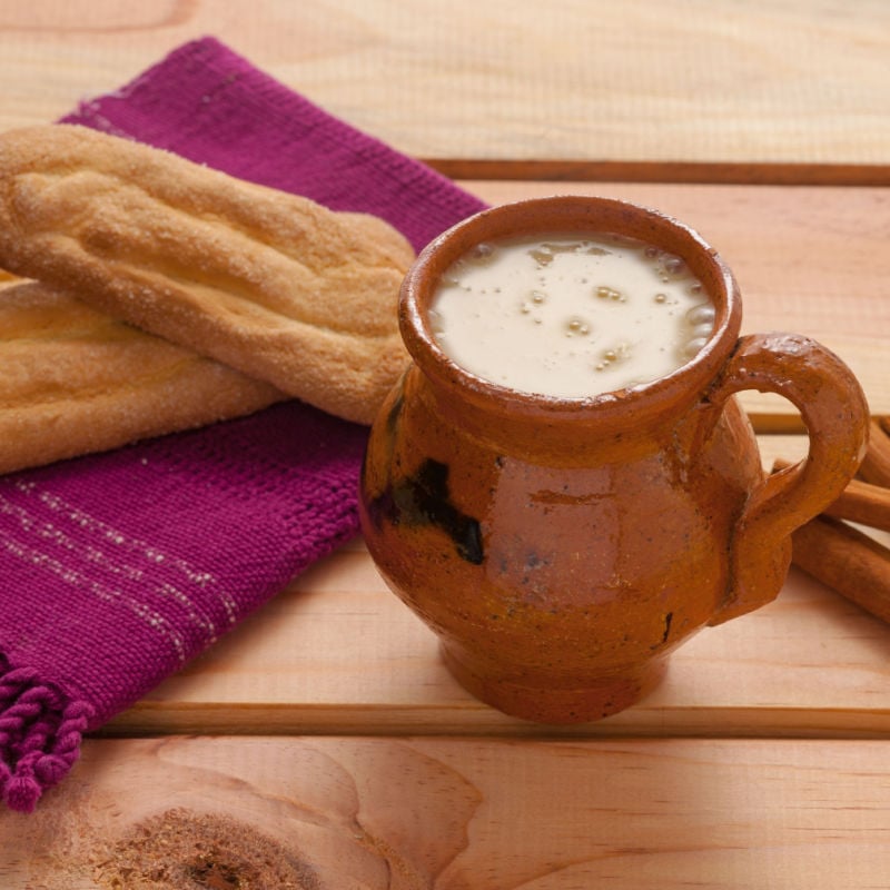 Atol de elote: the traditional drink of Guatemala, made of corn and cinnamon.