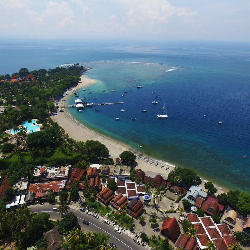 Aerial View Of Senggigi In Lombok Island, Indonesia, Southeast Asia