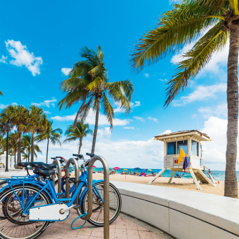bicycles parked on the beach at fort lauderdale florida